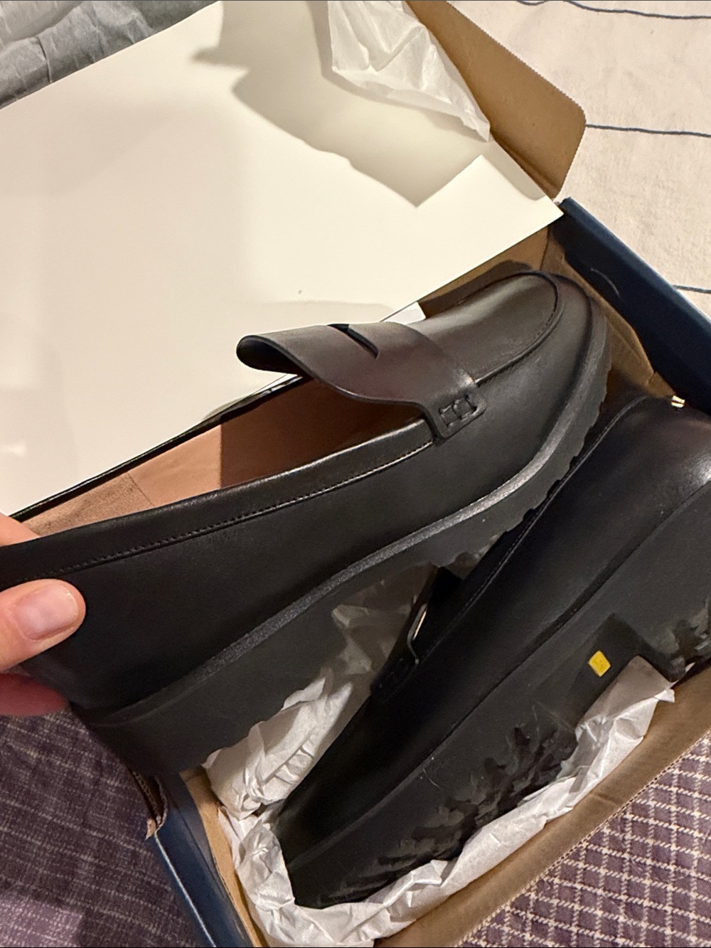 🌻NEW w/box Cole Haan Gwendolyn Black Leather Penny Loafers Women's Size 8 $190